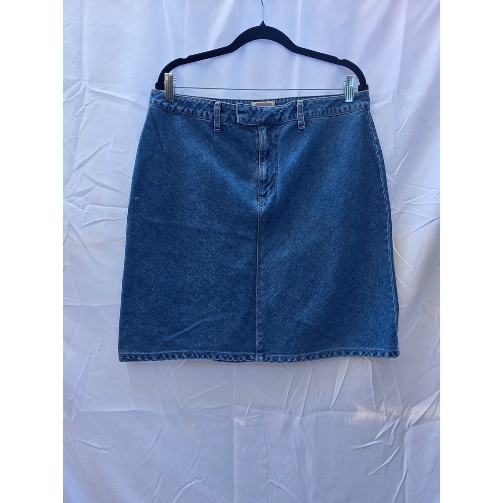 St Johns Bay Womens Denim Mini Skirt Medium Wash Blue Cotton Size 16